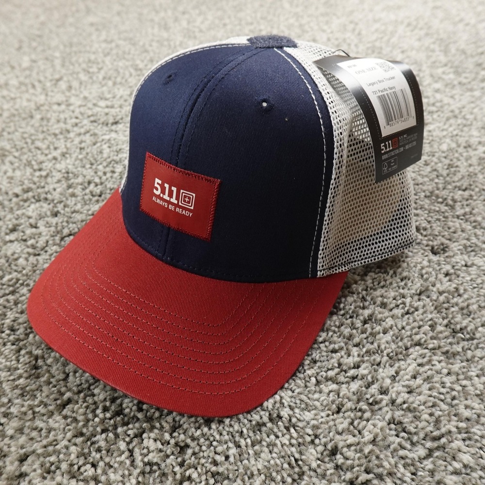 NEW 5.11 Tactical Hat Cap Mens Adjustable One Size Blue Red Trucker Snap Back